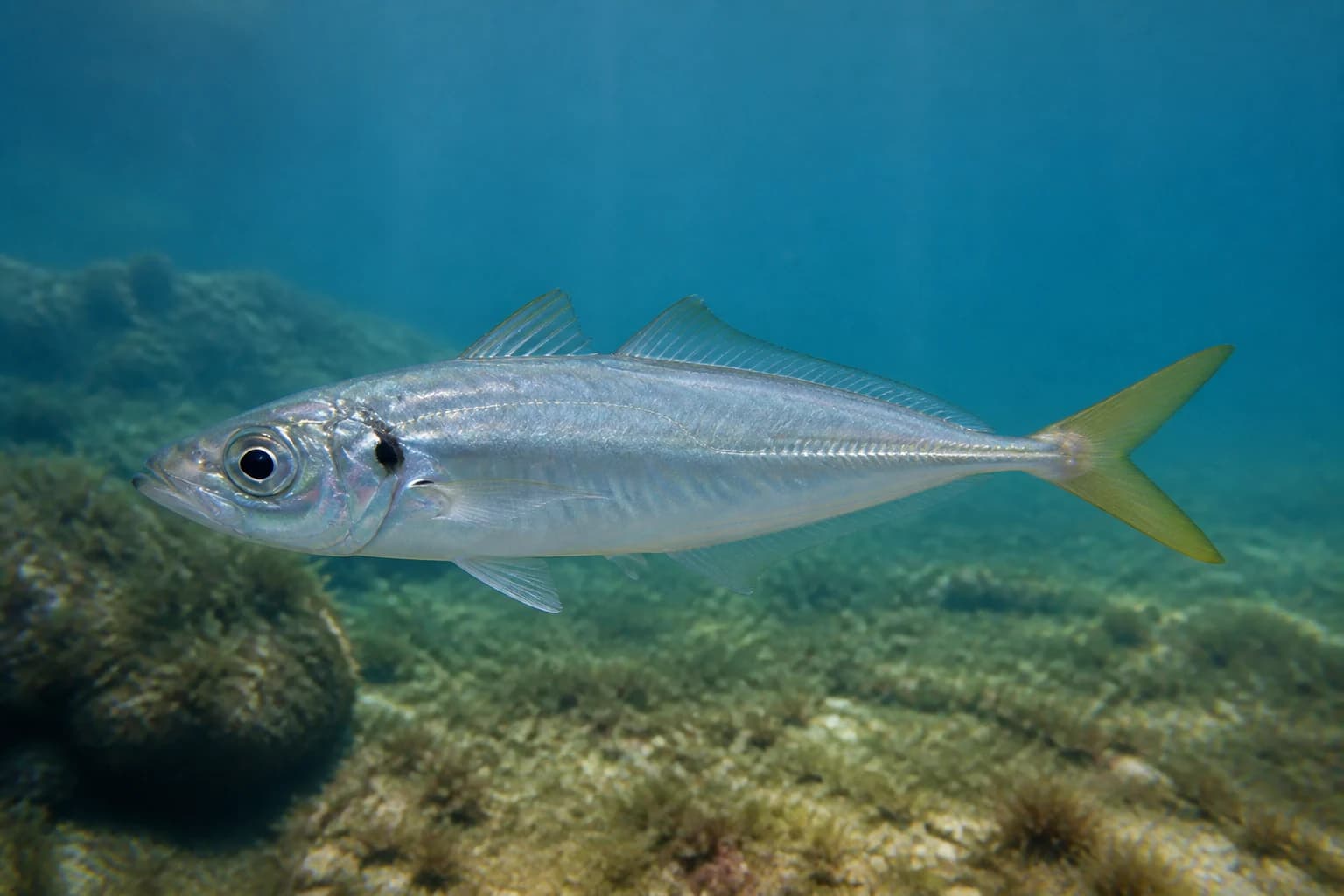 Kranas středomořský (šarun) (Trachurus mediterraneus) pod vodou